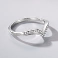 thumbnail image 4 of Women V Shaped Ring Asymmetrical Design Diamond Index Finger Ring Stackable Silver Adjustable Timeless Jewelry, 4 of 4