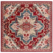 SAFAVIEH Kashan Clyde Oriental Area Rug, Red/Beige, 6'7" x 6'7" Square