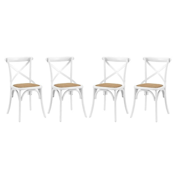 Modern Contemporary Urban Design Dining Kitchen Room Side Chair, Set of Four, Wood, White