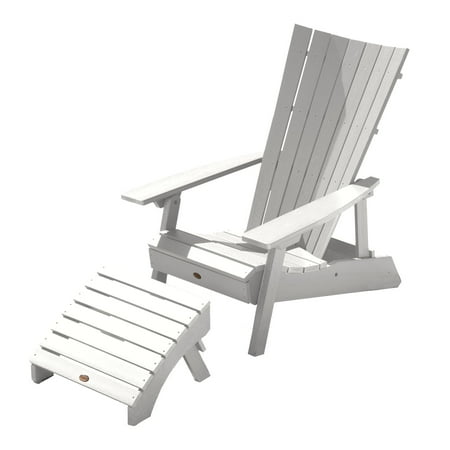 Highwood 2-pc Manhattan Beach Adirondack Set with Folding Ottoman - Outdoor, Eco-friendly, Synthetic Wood