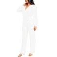 thumbnail image 3 of Sparkly Jumpsuit for Women Dressy Sexy V Neck Clubwear Long Sleeve Sequins Wide Leg Bodycon Cocktail Party Romper, 3 of 5