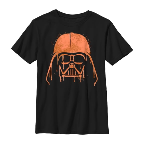 Boy's Star Wars Halloween Vader Helmet Spray-Paint Graphic Tee Black Medium