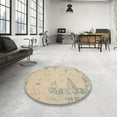 thumbnail image 3 of Ahgly Company Indoor Round Contemporary Light French Beige Brown Abstract Area Rugs, 4' Round, 3 of 6