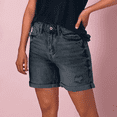 thumbnail image 3 of Womens Summer High Waisted Denim Shorts Basic Stretchy Jean Shorts Sexy Distressed Ripped Casual Flat Front Solid Shorts with Pockets, 3 of 5