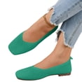thumbnail image 2 of Domuza Women's Square Toe Knitted Flats Comfortable Softsole Slip On Ballet Flats summer Lightweight Casual Walking Work Shoes Green 6.5（EU-37）, 2 of 4