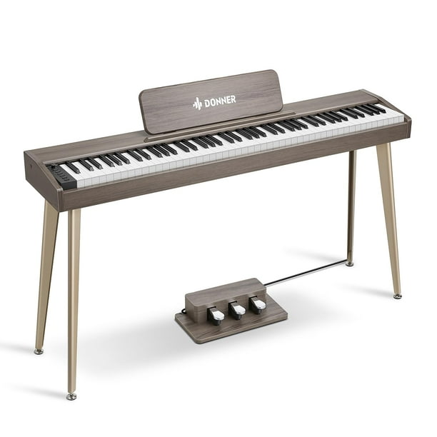 Piano digital Donner DDP-60 de 88 teclas para principiantes con soporte gris