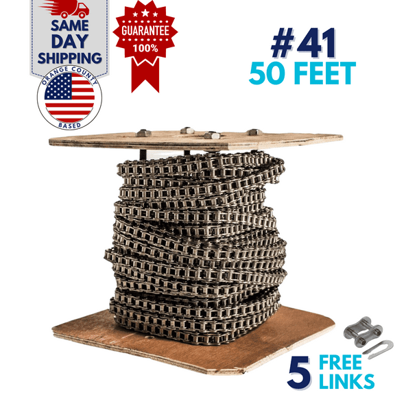 Jeremywell 41 SS Stainless Steel Roller Chain 50 Feet with 5 Connecting Links