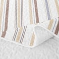 thumbnail image 5 of Castle Fairy Minimalist Vertical Stripe Twin Quilt Set 2 Pieces,Geometric Thin Line Twin Coverlet Set,Beige Brown Gray,1 Bedspread and 1 Pillowcase, 5 of 7