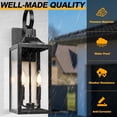 thumbnail image 4 of 19" Black Outdoor Wall Lantern 2-Light, Large Outside Modern Porch Sconce Light Fixture, Industrial Porch Light Wall Mount with Glass, Waterproof Farmhouse Exterior Lamp Lighting （1 Pack）, 4 of 6