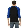 thumbnail image 3 of The Bella + Canvas Unisex 3/4 Sleeve Baseball T-Shirt - BLACK/ TRUE ROYL - XL, 3 of 4