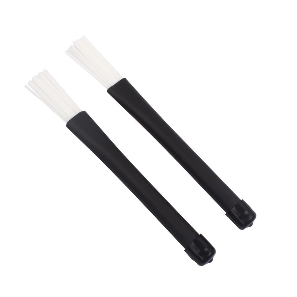 Telescopic Retractable Handles Percussion Drum Brushes Sticks (White