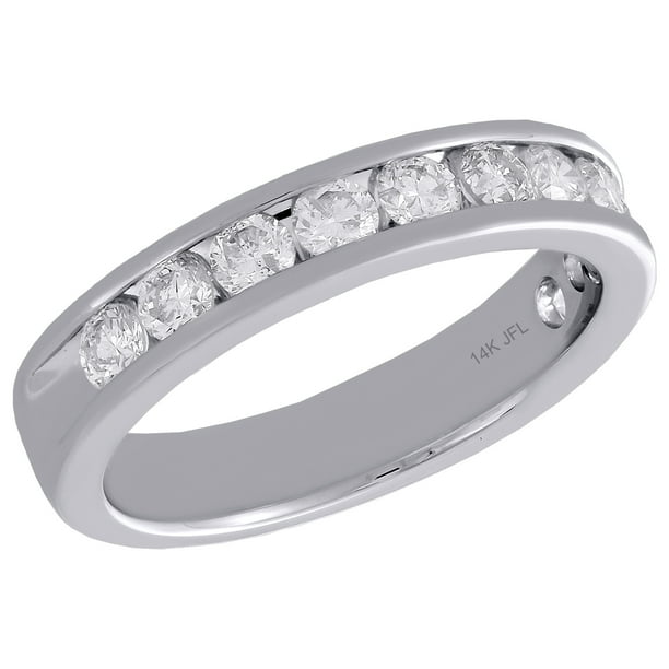 Jewelry For Less 14K White Gold Channel Set Diamond Wedding Band