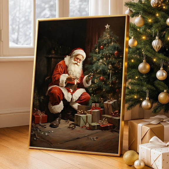 YaHaku Vintage Santa Poster - Christmas Art - Holiday Wall Decor