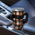 thumbnail image 5 of 40oz Tumbler,Orange and Black Plaid Christmas Snowflake Pattern Insulated Tumblers with Removable Handle,Stainless Steel Double Vacuum Coffee Tumbler Cup with Straw for Home,Office,Travel,Party, 5 of 5