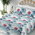 thumbnail image 3 of Ambesonne Fantasy Blooms Fitted & Flat Sheet with Shams 4 Pcs Set, Dreamy Winter Flower, King, Dark Pink Dark Indigo, 3 of 5