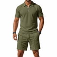 thumbnail image 4 of Mrmaere Men's Crew Neck T Shirt and Shorts Set Short Sleeve 2 Piece Pullover Color Block for Gym Training Army Green L, 4 of 9