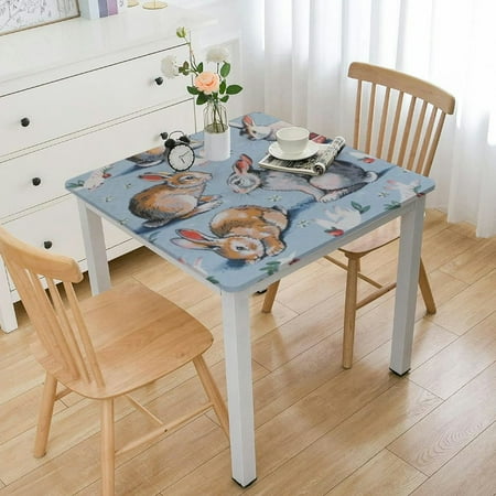 

White Dots Square Tablecloth Small Table Cloth Wrinkle-Resistant Table Cover Waterproof Washable Tablecloth for Home Tabletop Decoration