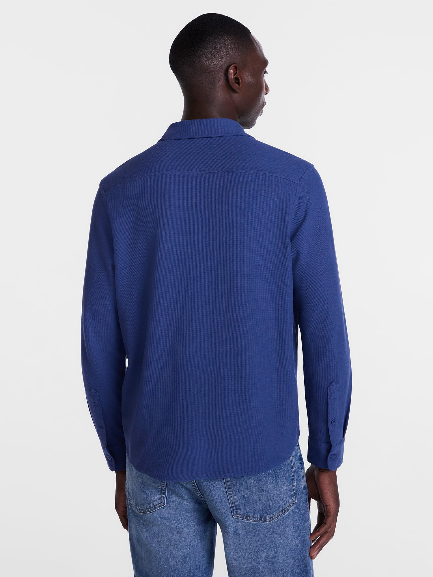 George Men's Waffle Knit Shirt with Long Sleeves, Sizes S-5XB