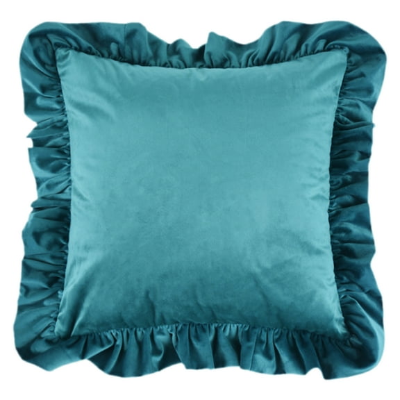 Unique Bargains Scalloped Square Outdoor Throw Pillow Covers Blue 18" x 18"