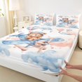 thumbnail image 3 of Manfei Cartoon Bear Full Size Sheets,Watercolor Aircraft Airplane Bed Sheets,White Blue Brown Sheet Sets For Girls,Breathable Home Decor,4 Pieces, 3 of 7
