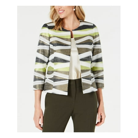 Kasper Women's Petite Printed Open-Front Blazer (2P, Avocado Multi)