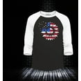 thumbnail image 2 of Shop4Ever Men's American Flag Sunflower Flower Star 4th of July Raglan Baseball Shirt X-Large Black/White, 2 of 4