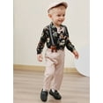 thumbnail image 3 of CARETOO Baby Boy Clothes Suit 3-24 Months Formal Long Sleeve Floral Shirt Suspender Pants Hat Bowtie, 3 of 16