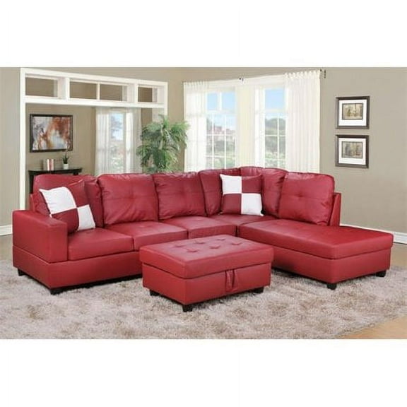 Lifestyle Furniture Urbania Right Hand Facing Sectional Sofa, Red - 35 x 103.5 x 74.5 in.