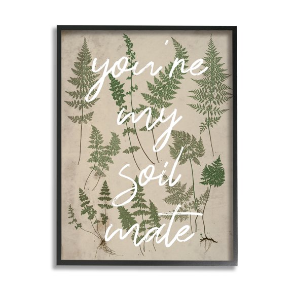Stupell Industries You're My Soil Mate Rustic Fern Motif Calligraphy Framed Wall Art, 16 x 20, Design by Lil' Rue