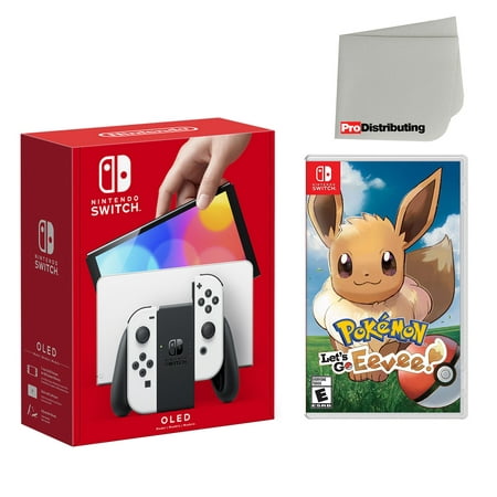 Nintendo Switch OLED Console White with Pokemon: Let's Go, Eevee! and Screen Cleaning Cloth
