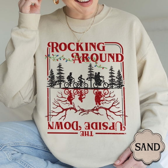 Stranger Xmas Sweatshirt, Rocking Around The Up & Side Down Shirt, Sci-Fi TV Show Inspired Gifts