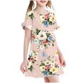 thumbnail image 1 of RXIRUCGD 2025 Vêtements d'Été pour Enfants 3-12 Ans Mode Imprimée Pyjama Rêveur Mi-Mollet Chemise de Nuit, 1 of 4