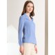 thumbnail image 4 of Elegante camisa abotonada cuello alto con escote en V recortado carrera primavera para mujer Azul L, 4 of 6