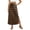 Coffee, variant on Plaid Print Maxi Skirt for Women, Drawstring Elastic Waist Long Skirt with Pockets, Casual Side Slit A-Line Slacks, Checkered Bottoms