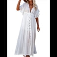 thumbnail image 1 of Vestido Informal de Verano para Mujer, Maxivestido con Volantes y Botones, Estilo Bohemio, Túnica Larga. Talla Única, 1 of 9