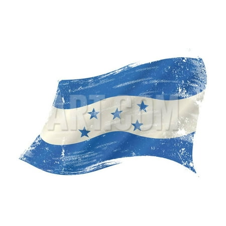 A Grunge Flag of Honduras in the Wind for You Print Wall Art By (Best Places In Honduras)