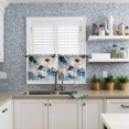 thumbnail image 6 of Half Window Curtains 24 Inches Long, Blue Geometric Window Treatment Curtain Drapes, Modern Abstract Oil Painted Short Curtains Tiers for Kitchen Over Sink, 27.5"x24", 2 Panels, 6 of 7