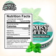 Smokey Mountain Caffeinated Pouches - Spearmint - Tobacco Free and Nicotine Free - 10 Can Box - 15 Pouches Per Can