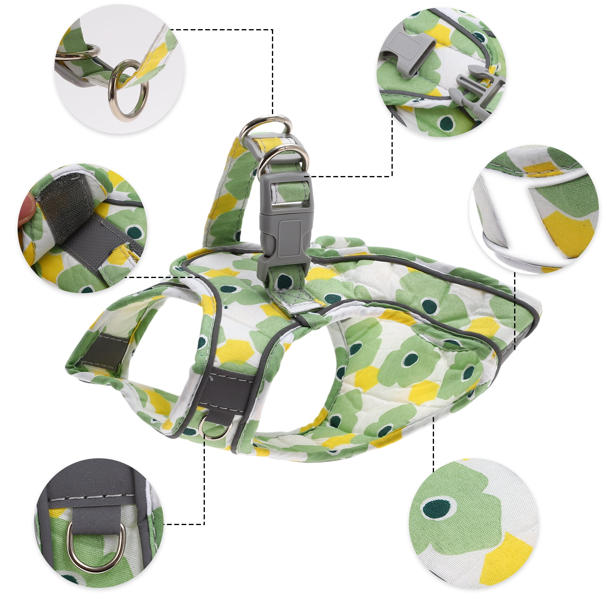Unique Bargains Puppy Dog Harness and Leash Set with Reflective Strip Green M