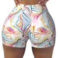 thumbnail image 2 of Fuzoiu Abstract Marble Texture Print Women's Workout Shorts,Workout Biker Shorts Women,Exercise Fitness Shorts,Scrunch Short, Athletic Shorts for Gym Yoga Running Sport Active-Large, 2 of 8