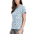 thumbnail image 2 of HAVUITYY Printed Easter Scrubs for Women, Cute Bunny & Eggs Short Sleeve V-Neck Nurse Tops, Plus sized Working Uniform Top with Pockets, Easter Gifts and Wear for Womens, 02-Blue M, 2 of 5