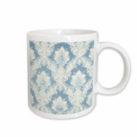 

3dRose Victorian Blue n White Damask Wallpaper Ceramic Mug 15-ounce