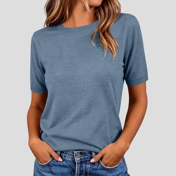 Ynynloco Womens T Shirts Short Sleeve Crew Neck Shirts Basic Tee Tops Blouse Casual Work Soft Basic Tees for Ladies