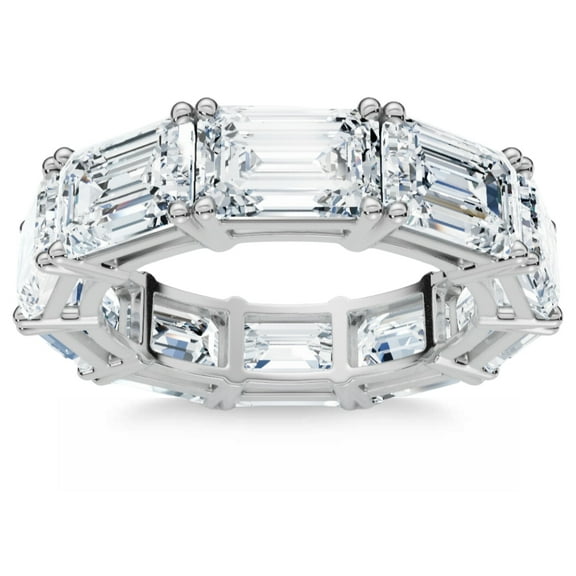 Pompeii 10Ct Emerald Cut Diamond Eternity Ring East West Set 14k White Gold Lab Grown