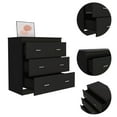 thumbnail image 4 of Modern 3 Drawer Dresser, Double Chest of Drawers with Storage, Clothing Organizer with Cut-Out Handle, Dresser Chest, Wood Storage Cabinet for Living Room, Bedroom, Hallway, Black, 4 of 7