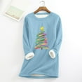 thumbnail image 1 of Meichang Chandail en Molleton en Molleton pour Femmes Grande Taille Graphique Arbre de Noël Doublé Sherpa Chandail en Molleton Hiver Chaud Manches Longues Col Rond Chandail Chandail en Molleton Bleu Clair TG, 1 of 4
