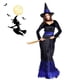 thumbnail image 5 of Conjunto de disfraz de Halloween azul y negro, vestido de bruja, traje de fiesta para disfraces, cosplay (vestido+sombrero+collar, talla XL), 5 of 7