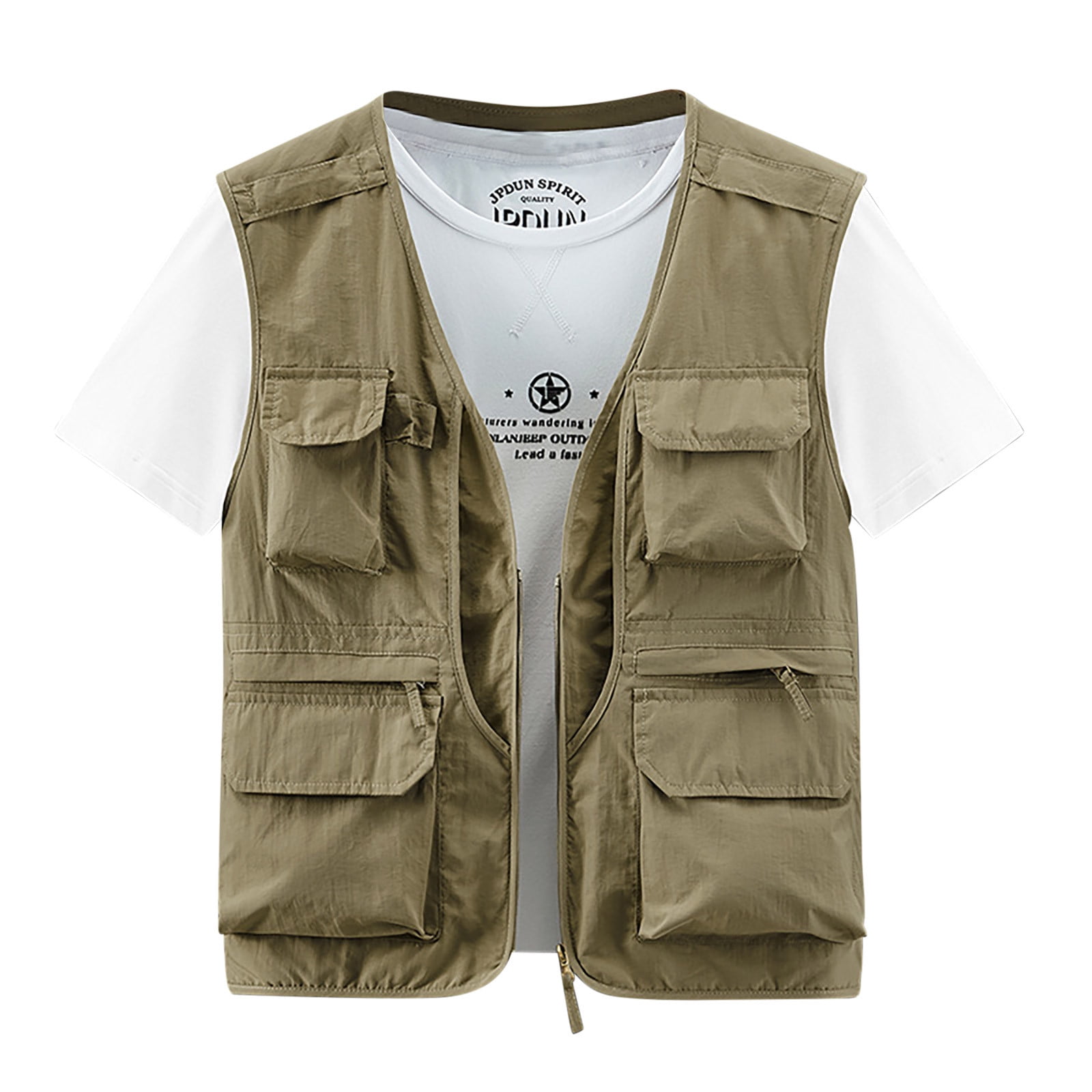 JNGSA Men's Outdoor Cargo Vest with Multi-Pocket Quick-drying 