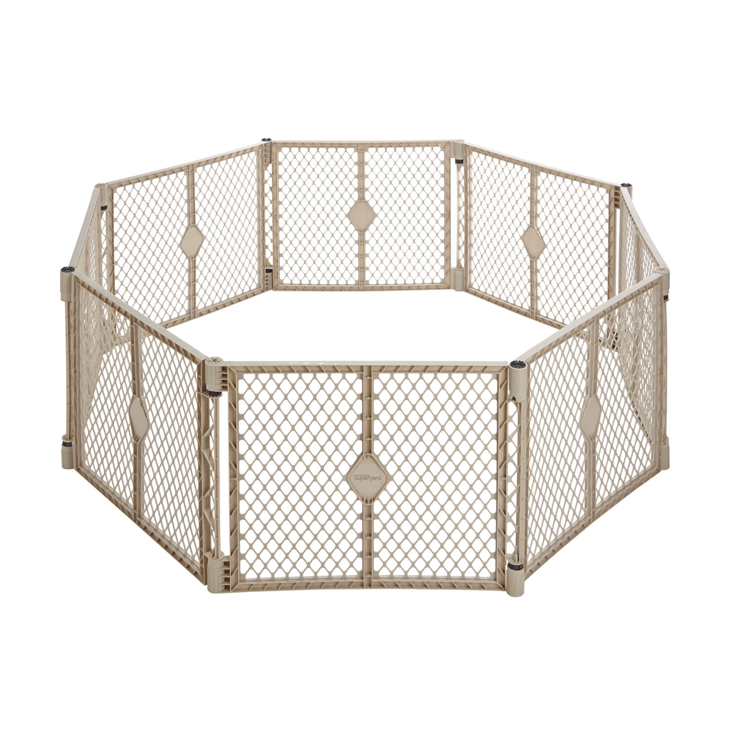 Toddleroo by North States Superyard 8-Panel Baby Play Yard for Indoor & Outdoor Use, Sand Color