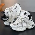 thumbnail image 2 of Kids Mesh Sneakers Breathable Lace up Tennis Shoes for Girls Casual Chunky Cushioning Antislip Running Athletic Shoes Black 12 Little Kid, 2 of 7